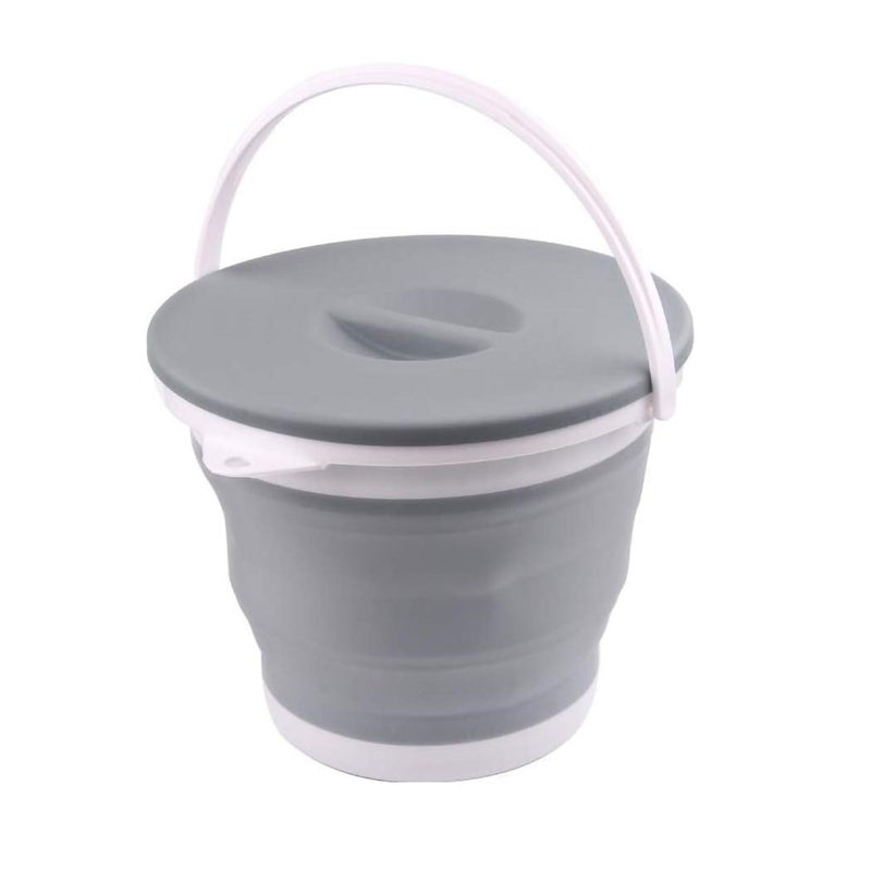 Ahyuan Collapsible Water Bucket with Locking Lid Multifunction Foldable Round Tub Water Pot Portable Water Pail Space Saving Water Container for RV, Camping, Marine, Outdoor Activities and Home (Gray) - Image 1